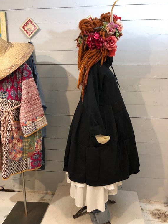 S-3X Black Hoodie Sweatshirt Dress-Extra Long Hoody-Patchwork Hoody Sweatshirt Dress-Raggandbone Shop-Size: Made-As-Ordered