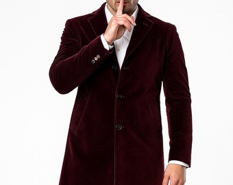 Men's Royal Velvet Steampunk Overcoat - Victorian Costume Jacket