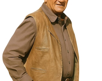 Distressed Leather Cowboy Vest: John Wayne Western Cosplay Costume
