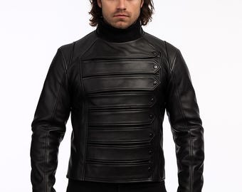 Chaqueta de cuero con mangas desmontables hecha a mano – Cosplay de motociclista vintage