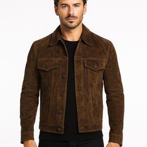 Handgemaakt suède truckerjack: vintage western bikerjas