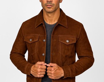 Vintage Suede Trucker Jacket: Western Cowboy Biker Style
