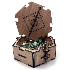 Printable Adventure Dice Box Wooden Box for Dice Dungeons and Dragons RPG Dice Set Storage Tray Dices Bag Portable Dice Set Container