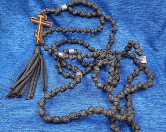 2 Cordes De Prière Chrétienne Avec Croix - Breloque Noire Pour Rétroviseur, Décoration Murale Ou Bracelet
