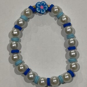 Blue Pearl Flower Beaded Bracelet