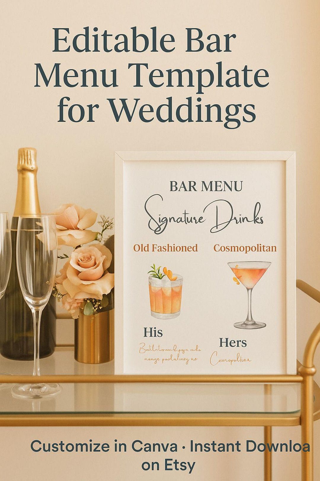 Editable Bar Menu Template - Signature Drinks Sign - His and Hers ...