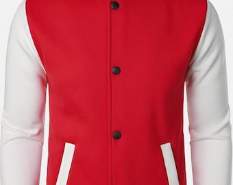 Mit Kapuze Varsity Bomberjacke Wollmischung mit PU-Leder Ärmeln Letterman Hoodie Baseballjacken für Männer