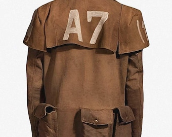 NCR veteran Ranger A7 Mantel Kostüm - New Vegas Ranger Rüstung Leder Cowboy Duster Mantel für Männer