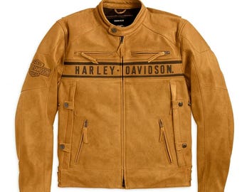 Herren Harley Passing Link Triple Vents Cafe Racer Motorrad-Kamel-Wildlederjacke