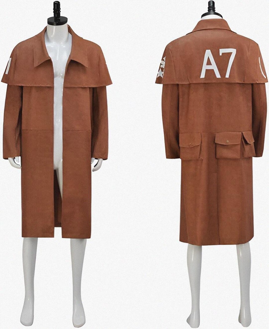 Adult NCR Ranger Cosplay Ranger Armor Costume Long Coat A7 Duster Brown ...