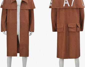 Erwachsene NCR Ranger Cosplay Waldläufer Rüstung Kostüm Langer Mantel A7 Duster Braune Jacke Leder Duster Mantel Truppe Uniform für Halloween