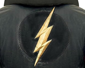The Flash Lightning Bolt Real Leather Superhero Black and Red