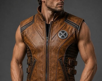 Vintage Tan Brown Leather Vest for Men, Rugged Biker Waistcoat, Distressed Real Leather Motorcycle Vest, Western Style Gift