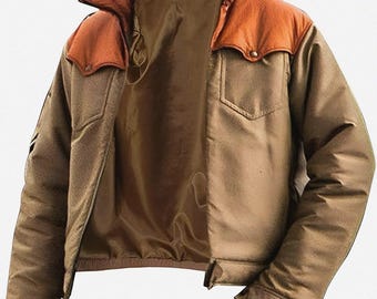 Herren John Dutton Gelb Kevin Kostenner Stein Cowboy Dutton Ranch Baumwolljacke