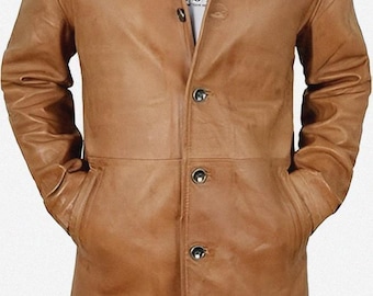 Dean Winchester Supernatural Tan Distressed Mantel | Herren Trenchcoat Echtlederjacke | Dean Winchester Trenchcoat