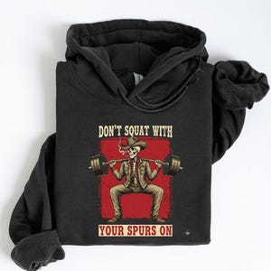 Skeleton Unisex Adult Hoodie, Cowboy Hoodie, Funny Skull Graphic Sweater, Vintage Western Grunge Pullover, Gym Sweater, Workout Pump Cover