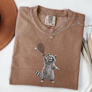 Racoon Tennis Shirt, Funny Sports Tee, Cozy Tennis Player Comfort Colors T-Shirt