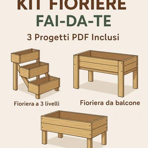 DIY Pflanzgefäß-Set - PDF mit 3 einfachen Holzprojekten für Gemüsegarten, Balkon und 3-stöckige Pflanzgefäße - Sofort-Download