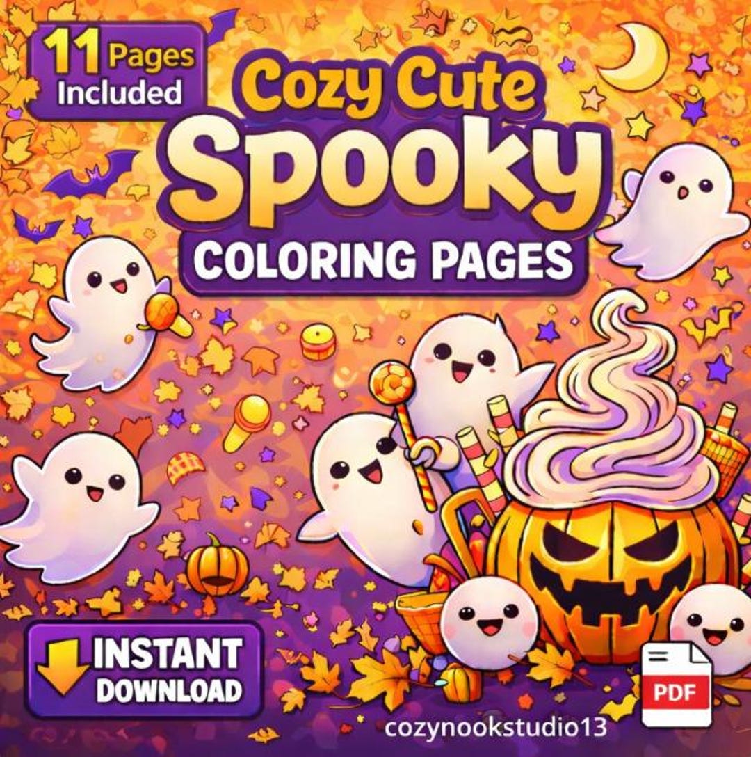 Halloween Coloring Pages Printable – Cute Spooky Kawaii Coloring Book ...