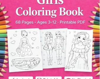 Fashion Girls Coloring Book – Stylish Outfits Coloring Pages for Girls, Trendy Clothes, Cute Fashion Illustrations
