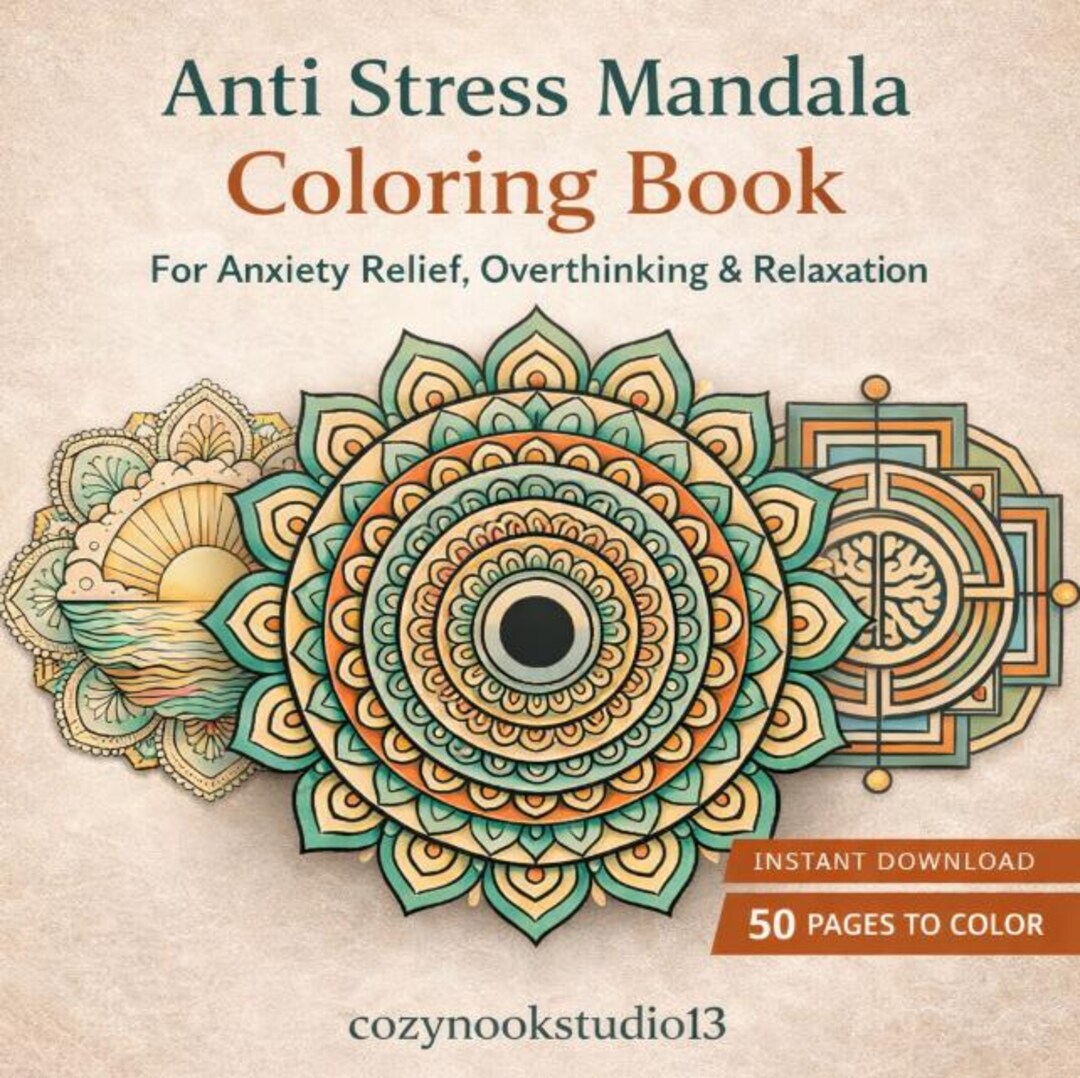Adult Anti Stress Mandala Coloring Book Printable PDF for Anxiety ...