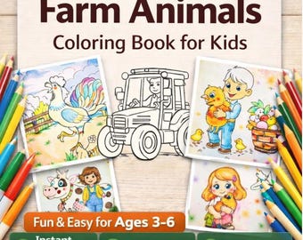 Farm Coloring Book for Kids Printable PDF | Farm Animals Coloring Pages | Preschool Toddler Activity Book