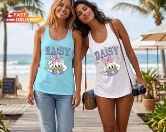 Retro Daisy Duck Shirt, Funny Girls Trip Tank Top, Cute Best Friend Gift, Aesthetic Theme Park Apparel, Summer Matching Clothes, Toddler Mom