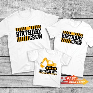 Construction Birthday Shirt, Birthday Crew Matching Tee, Excavator Party Outfit, Toddler Dump Truck Shirt, Personalized Boy Birthday Gift