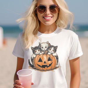 Vintage 90s Cat Halloween Shirt, Retro Halloween Cats Sweatshirt, Spooky Season Tee, Pumpkin Shirt, Cat Lover Shirt, Spooky Season Shirt
