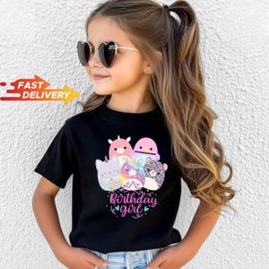 Custom Squishmallow Birthday Girl T-Shirt, Personalized Family Gift, custom family tee, popular Sweatshirt, Birthday Gift image 4