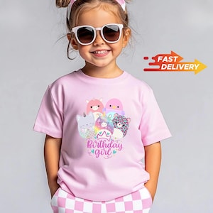 Custom Squishmallow Birthday Girl T-Shirt, Personalized Family Gift, custom family tee, popular Sweatshirt, Birthday Gift image 3