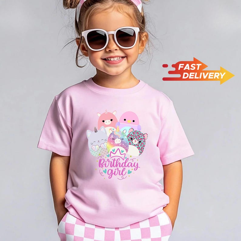 Custom Squishmallow Birthday Girl T-Shirt, Personalized Family Gift, custom family tee, popular Sweatshirt, Birthday Gift image 3