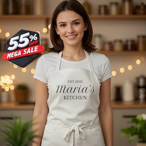 Personalized Cotton Apron: Custom Name Chef Apron - Baking Gift