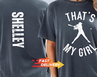 That’s My Girl Baseball Shirt, Comfort Colors® Vintage Tee, personalized Baseball Shirt, Proud Softball Mom Shirt, Gift for Baseball Parents