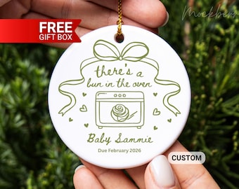 Adorno de bollo en el horno 2026 Adorno navideño personalizado de bollo pequeño en el horno Recuerdo navideño coqueto para baby shower para nuevos padres Fecha de parto