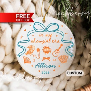 In My Showgirl Era Ornament Personalize 2026 Glam Showgirl Christmas Ornament Orange Pop Music Performer Xmas Keepsake Custom Show Girl Gift