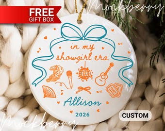 In My Showgirl Era Ornament Personalize 2026 Glam Showgirl Christmas Ornament Orange Pop Music Performer Xmas Keepsake Custom Show Girl Gift