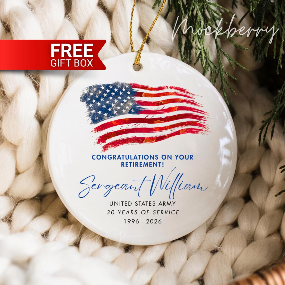 Military Ranks In Order Navy Military Retirement Ornament Personalized Sergeant USA Flag Custom Rank ...