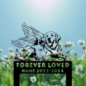 Personalized Golden Retriever Memorial Stake, Happy Angel Golden Retriever Dog Grave Marker, Remembrance Stake,Dog Garden Sign,Pet Loss Gift
