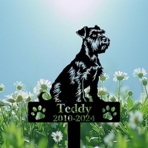 Custom Schnauzer Memorial Stake Sign, Schnauzer Sign With Stake, Schnauzer Sitting Grave Marker, Sympathy Sign, Remembrance Stake Gift