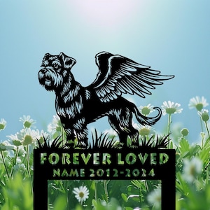 Custom Schnauzer Memorial Stake Sign, Schnauzer Sign With Stake, Angel Schnauzer Standing Grave Marker, Sympathy Sign,Remembrance Stake Gift