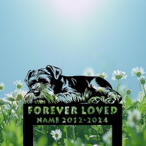 Custom Schnauzer Memorial Stake Sign, Schnauzer Sign With Stake, Schnauzer Sleeping Grave Markers Sign, Sympathy Sign,Remembrance Stake Gift