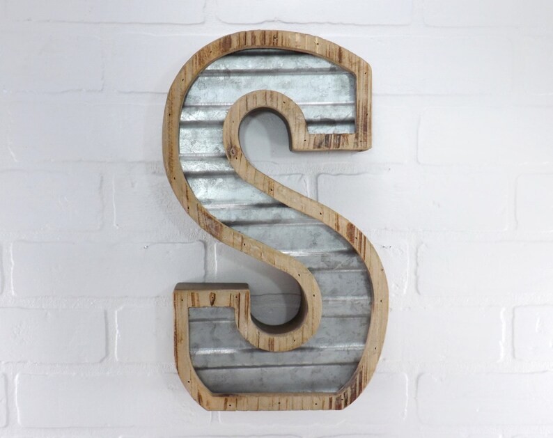 Rustic Letter / Wood and Metal Letter / Shelf Letter / Wall Etsy