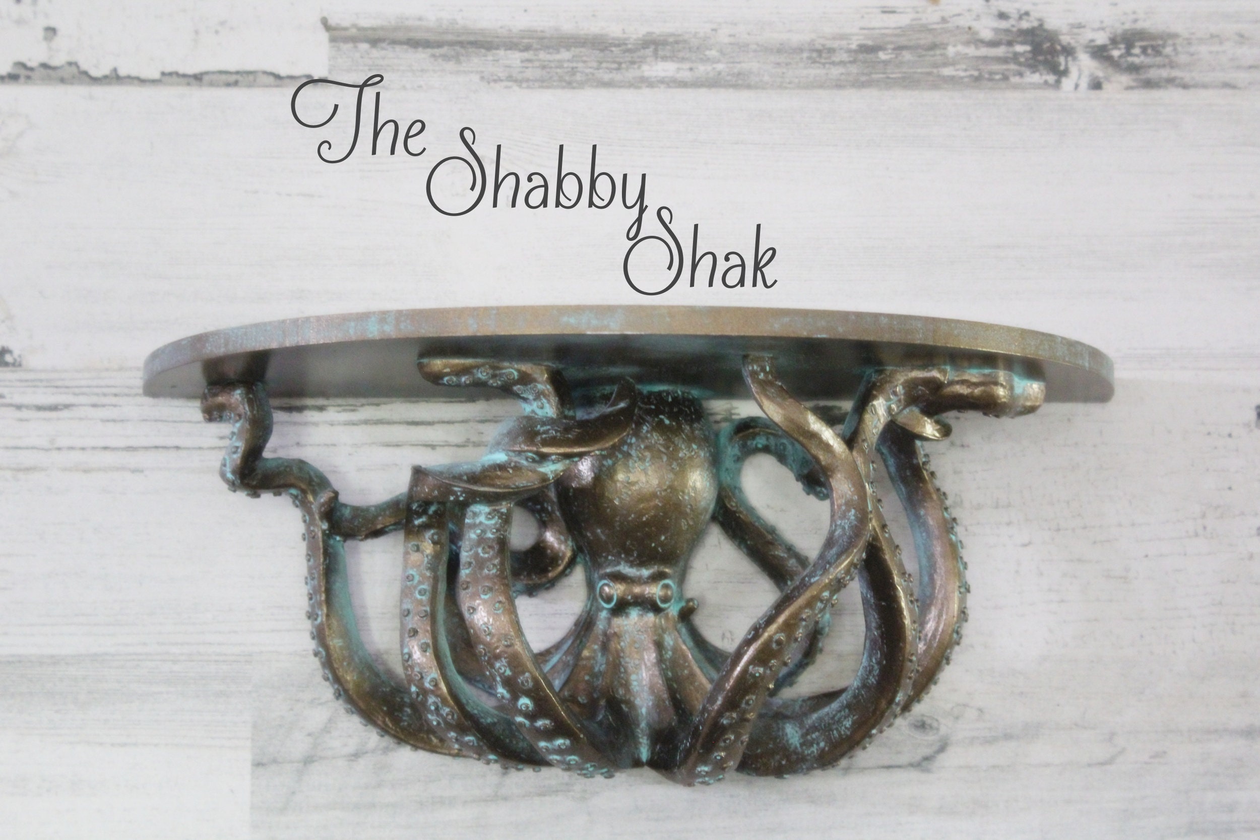 Octopus Shelf Octopus Wall Decor Nautical Bathroom Etsy