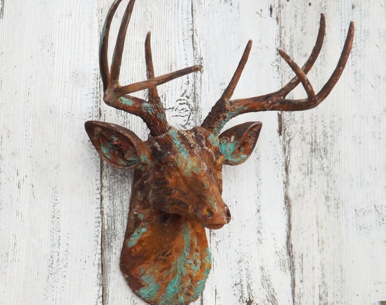 Cabeza de ciervo rústica sala de estar decoración de la | Etsy