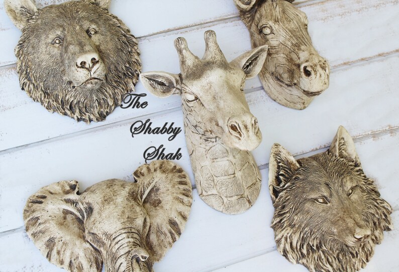2 DAY Ship,2 DAY Ship,CYBER Monday Door Buster,Animal Head,Wolf,Giraffe,Zebra,Bear,Elephant Nursery Wall Decor,Wall Gallery,Fireplace Decor