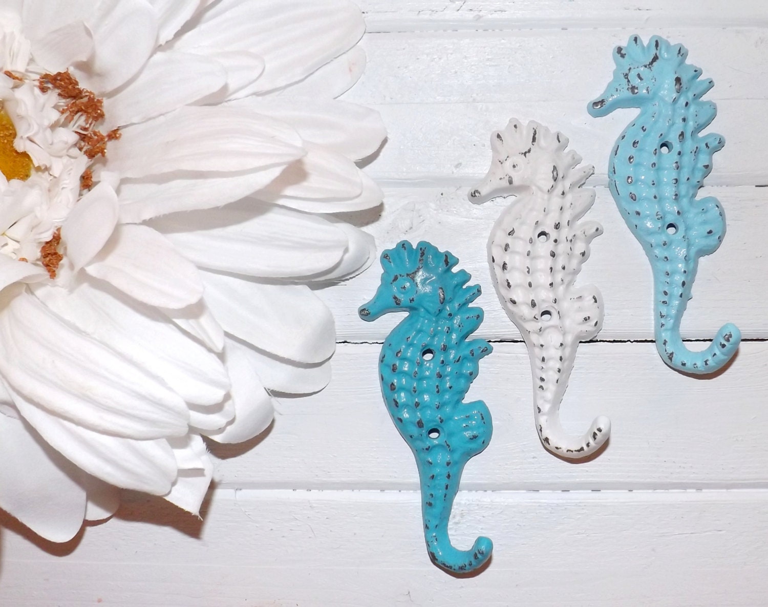 Seahorse HooksSet of 3 Wall HooksNautical Bathroom Etsy