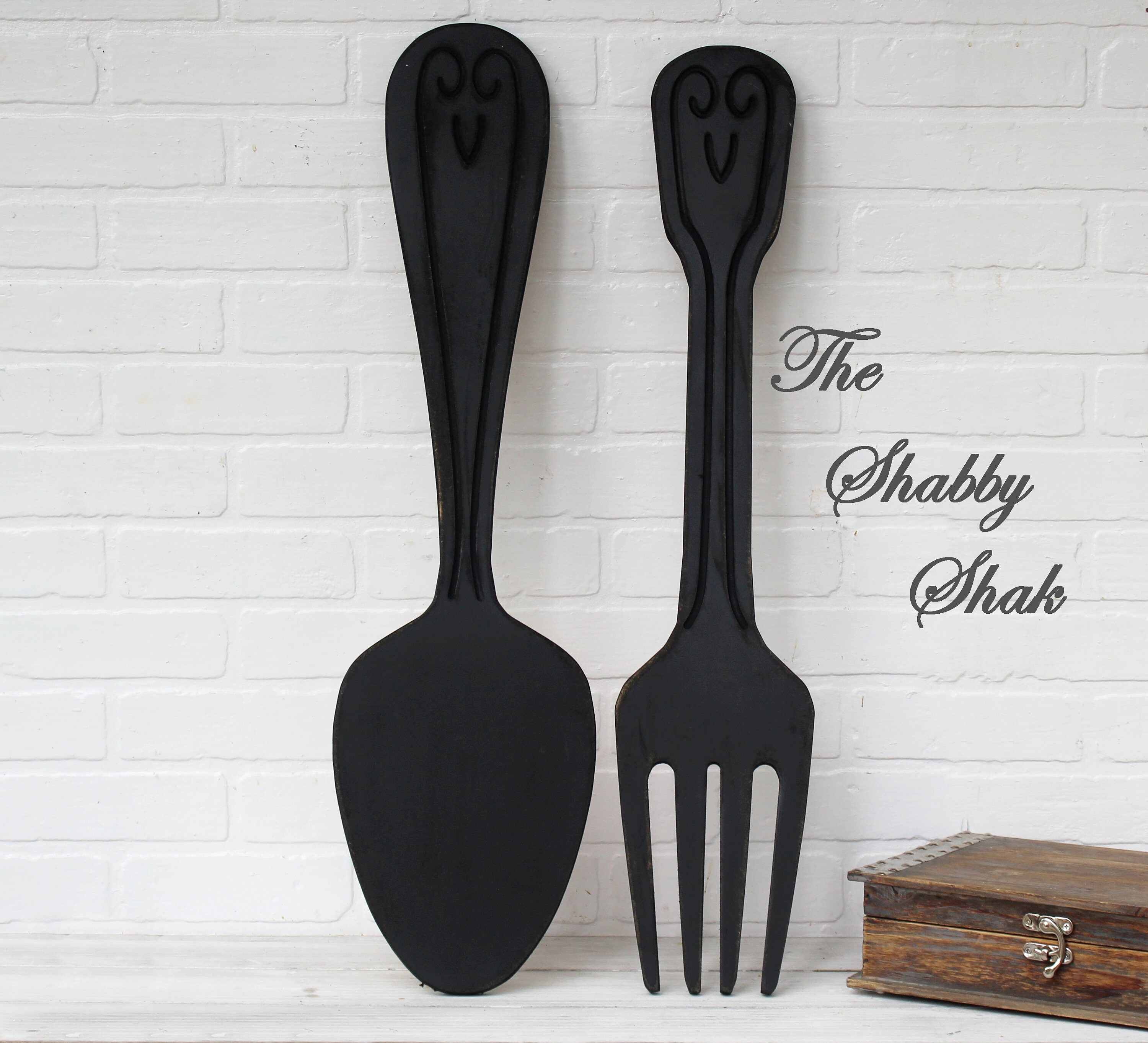 Fork And Spoon Kitchen Wall DecorRustic Wall DecorShabby | Etsy