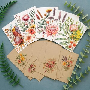 Cartões florais para amigos da Au NA, lindos cartões em branco