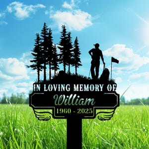 Personalized Golf Memorial Stake, Custom Golfing Sign, Sympathy Sign, In Loving Memory Of Dad, Golfer Loss Grave Marker, Golfing In Heaven